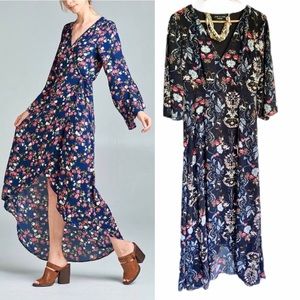 Blue Maxi Dress Love Kuza Size M Floral Navy